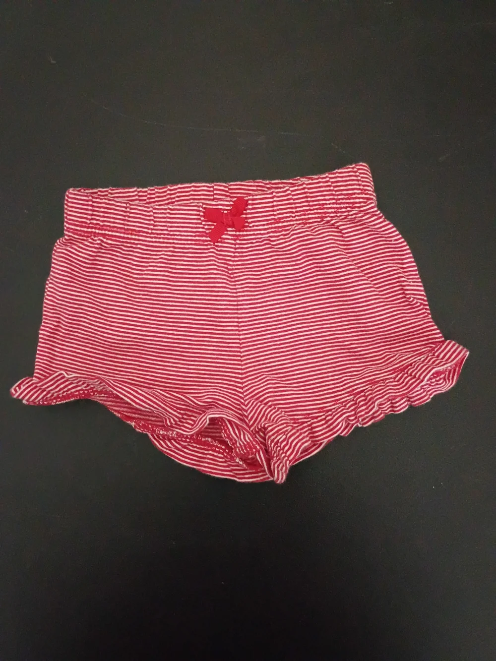 Child of Mine by Carter's Baby Girls Red Striped Ruffle Shorts Size 12M